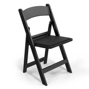 Black Resin Folding Chair with Padded Seat